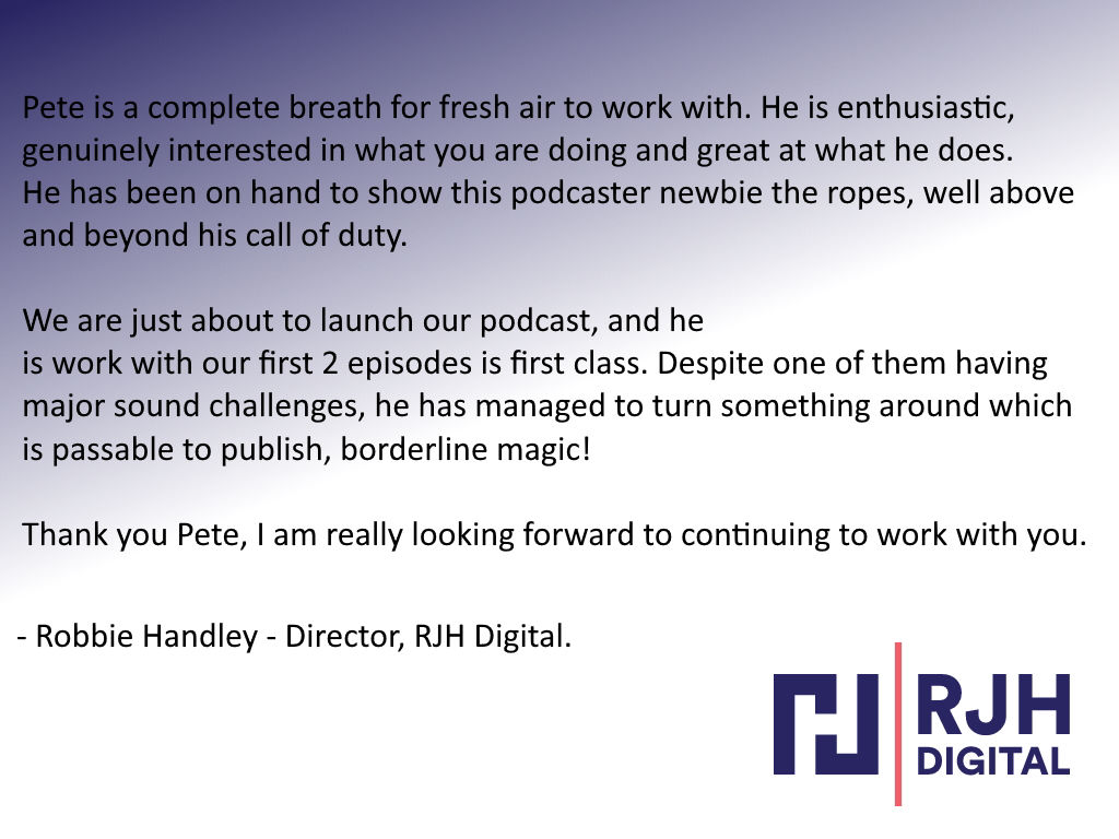 Robbie Handley : RJH Digital testimonial